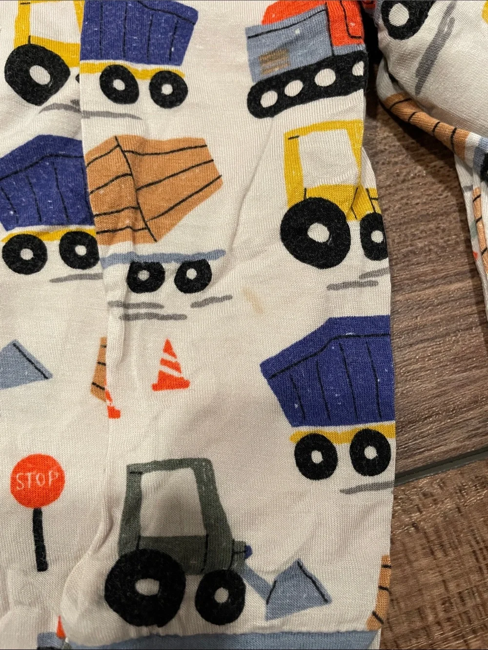Little Sleepies Construction Truck PJ Set - White, Blue & Orange